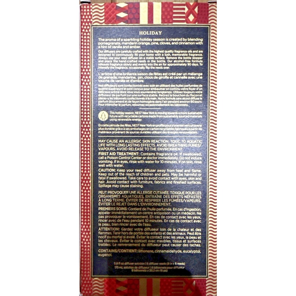 NEST New York Holiday Reed Diffuser 5.9 oz 175 mL Open Box Unused - Picture 3 of 9